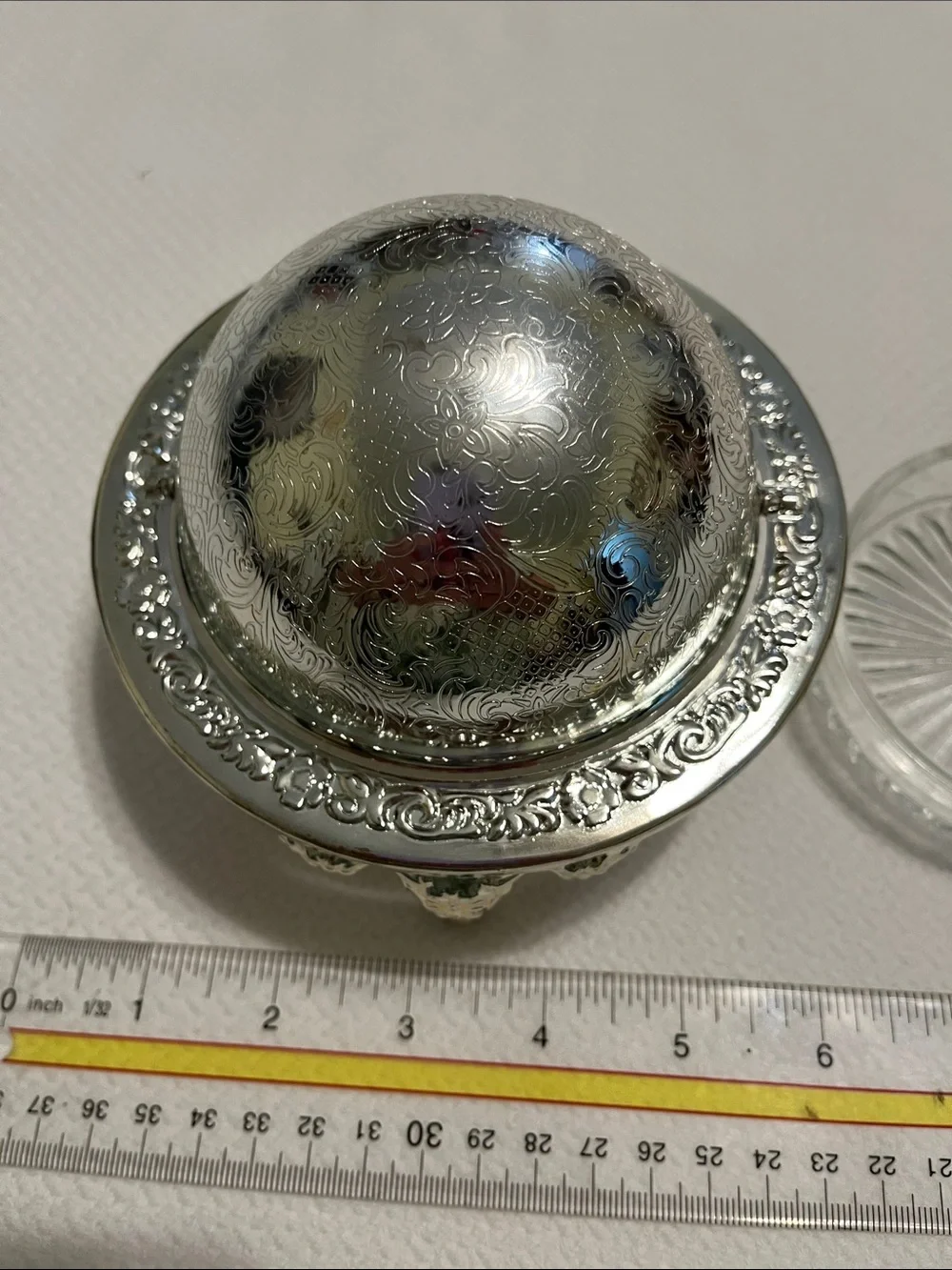 Vintage Silver-Plated Rill Top Caviar or Butter Sever with glass insert.